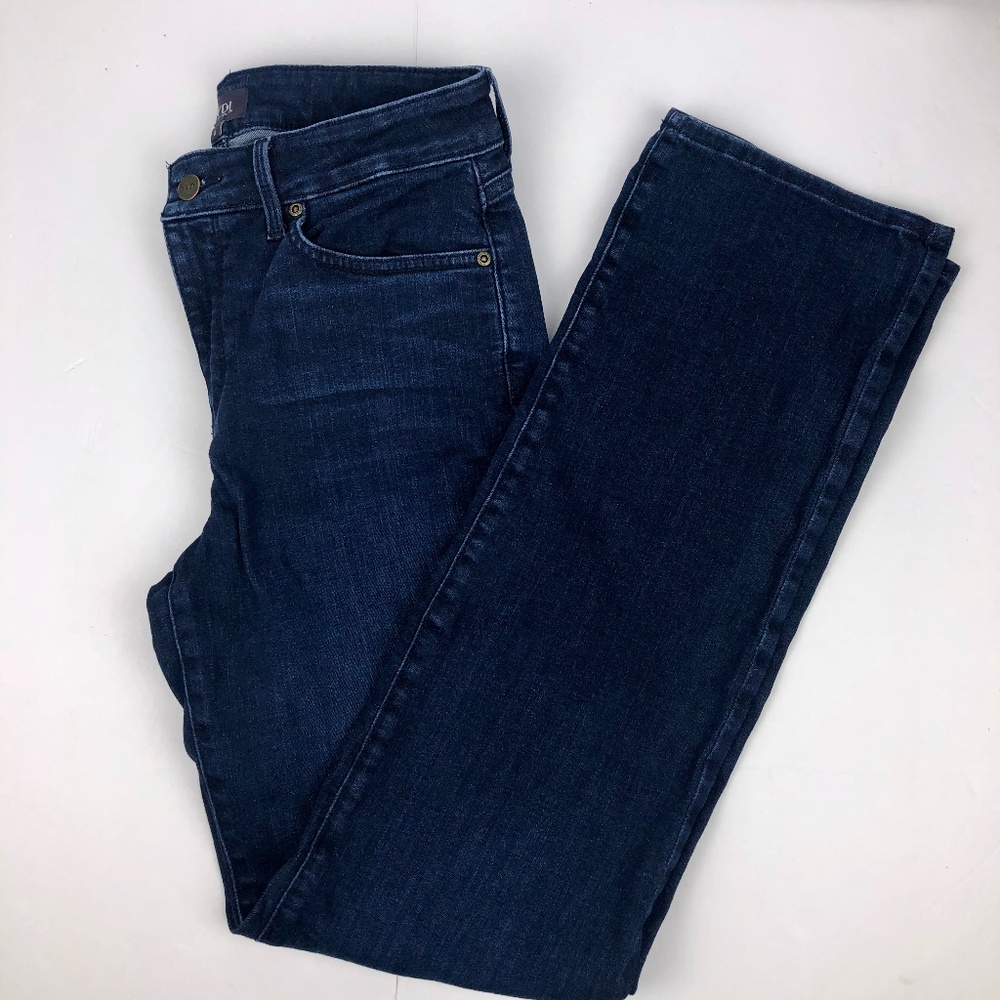 NYDJ Marilyn Straight Lift Tuck dark wash jeans 8